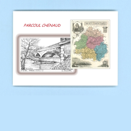 Cartes Postales impression Noir avec dpartement sur la ville de PARCOUL Titre : pont