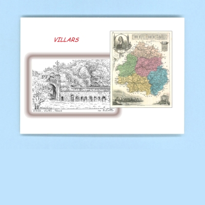 Cartes Postales impression Noir avec dpartement sur la ville de VILLARS Titre : abbaye