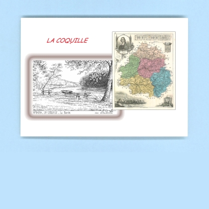 Cartes Postales impression Noir avec dpartement sur la ville de LA COQUILLE Titre : la barde