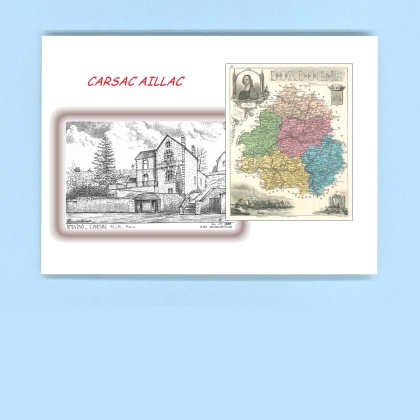 Cartes Postales impression Noir avec dpartement sur la ville de CARSAC AILLAC Titre : mairie