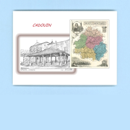 Cartes Postales impression Noir avec dpartement sur la ville de CADOUIN Titre : vue