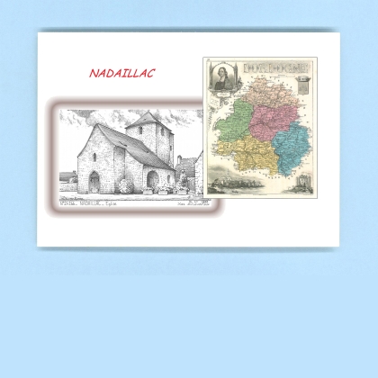 Cartes Postales impression Noir avec dpartement sur la ville de NADAILLAC Titre : eglise