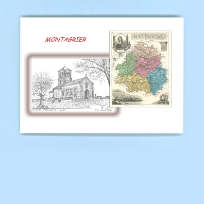 Cartes Postales impression Noir avec dpartement sur la ville de MONTAGRIER Titre : eglise