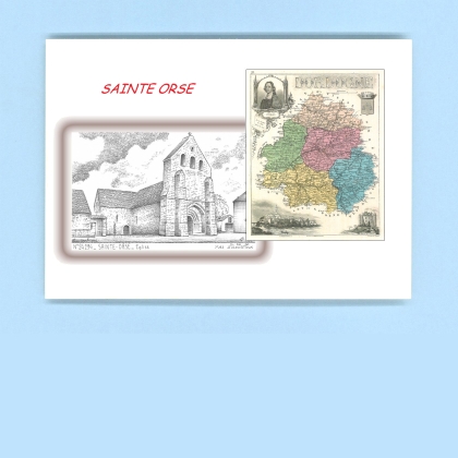Cartes Postales impression Noir avec dpartement sur la ville de STE ORSE Titre : eglise