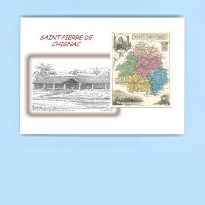 Cartes Postales impression Noir avec dpartement sur la ville de ST PIERRE DE CHIGNAC Titre : lavoir