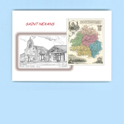Cartes Postales impression Noir avec dpartement sur la ville de ST NEXANS Titre : bourg