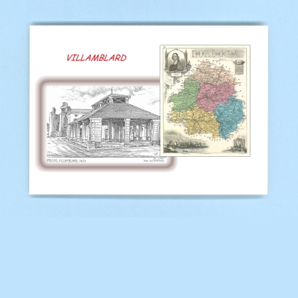 Cartes Postales impression Noir avec dpartement sur la ville de VILLAMBLARD Titre : halle