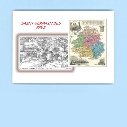 Cartes Postales impression Noir avec dpartement sur la ville de ST GERMAIN DES PRES Titre : le petit pont