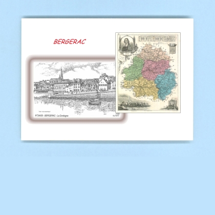 Cartes Postales impression Noir avec dpartement sur la ville de BERGERAC Titre : la dordogne