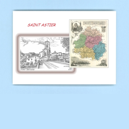 Cartes Postales impression Noir avec dpartement sur la ville de ST ASTIER Titre : vue