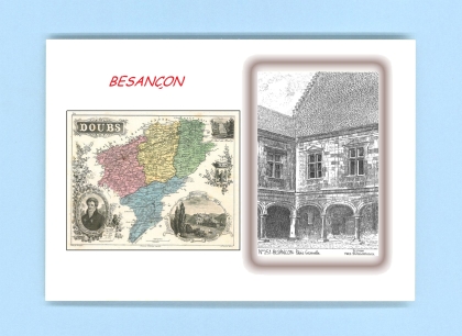Cartes Postales impression Noir avec dpartement sur la ville de BESANCON Titre : palais granvelle