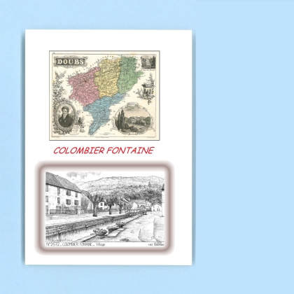 Cartes Postales impression Noir avec dpartement sur la ville de COLOMBIER FONTAINE Titre : village