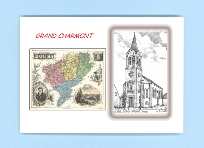 Cartes Postales impression Noir avec dpartement sur la ville de GRAND CHARMONT Titre : temple
