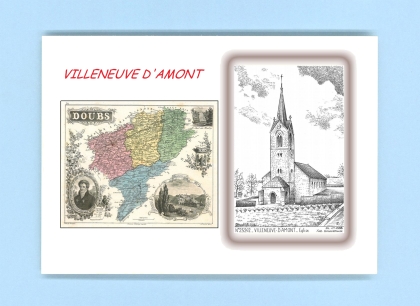 Cartes Postales impression Noir avec dpartement sur la ville de VILLENEUVE D AMONT Titre : eglise