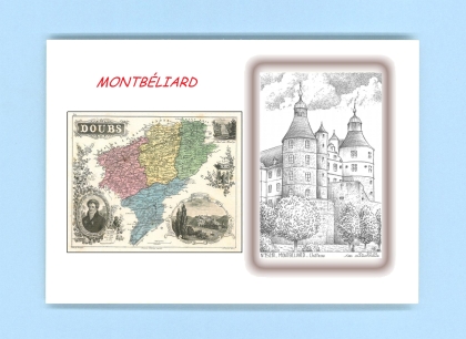 Cartes Postales impression Noir avec dpartement sur la ville de MONTBELIARD Titre : chateau