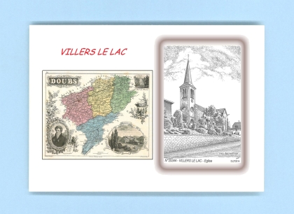 Cartes Postales impression Noir avec dpartement sur la ville de VILLERS LE LAC Titre : eglise