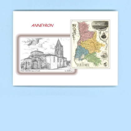 Cartes Postales impression Noir avec dpartement sur la ville de ANNEYRON Titre : eglise du 12e siecle