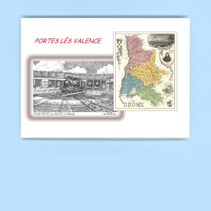 Cartes Postales impression Noir avec dpartement sur la ville de PORTES LES VALENCE Titre : la rotonde