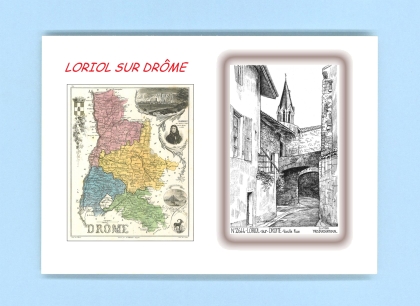 Cartes Postales impression Noir avec dpartement sur la ville de LORIOL SUR DROME Titre : vieille rue