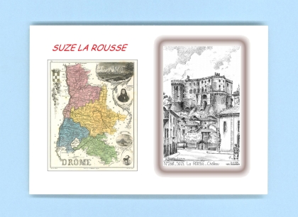 Cartes Postales impression Noir avec dpartement sur la ville de SUZE LA ROUSSE Titre : chateau