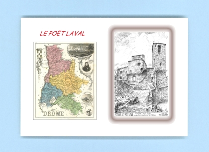 Cartes Postales impression Noir avec dpartement sur la ville de LE POET LAVAL Titre : chapelle st jean et le chateau