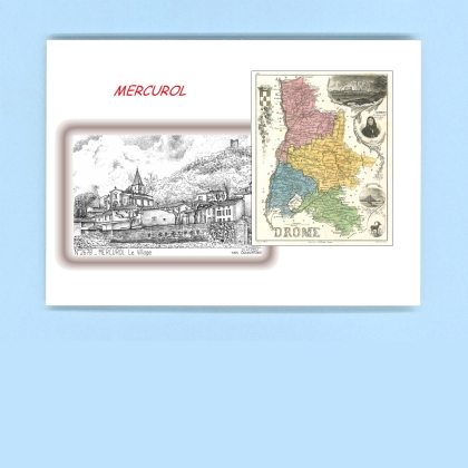 Cartes Postales impression Noir avec dpartement sur la ville de MERCUROL Titre : le village