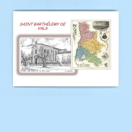 Cartes Postales impression Noir avec dpartement sur la ville de ST BARTHELEMY DE VALS Titre : eglise
