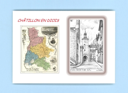 Cartes Postales impression Noir avec dpartement sur la ville de CHATILLON EN DIOIS Titre : beffroi