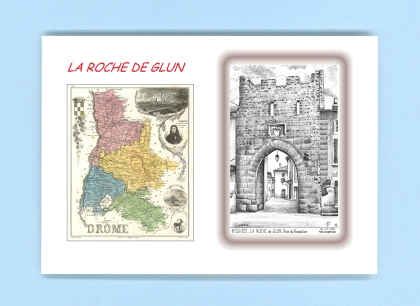 Cartes Postales impression Noir avec dpartement sur la ville de LA ROCHE DE GLUN Titre : porte du roussillon