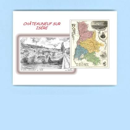 Cartes Postales impression Noir avec dpartement sur la ville de CHATEAUNEUF SUR ISERE Titre : vue