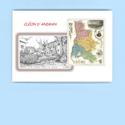 Cartes Postales impression Noir avec dpartement sur la ville de CLEON D ANDRAN Titre : fontaine aux elephants