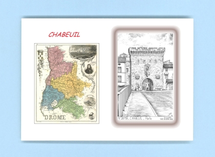 Cartes Postales impression Noir avec dpartement sur la ville de CHABEUIL Titre : porte
