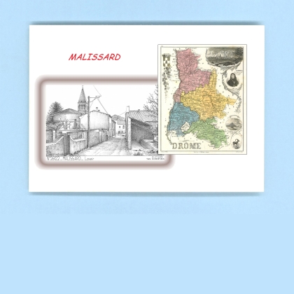 Cartes Postales impression Noir avec dpartement sur la ville de MALISSARD Titre : lavoir