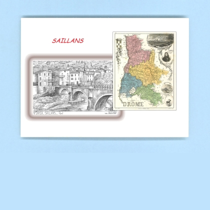 Cartes Postales impression Noir avec dpartement sur la ville de SAILLANS Titre : pont