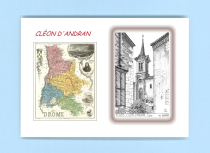Cartes Postales impression Noir avec dpartement sur la ville de CLEON D ANDRAN Titre : eglise
