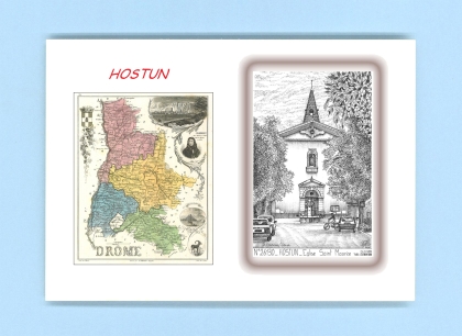 Cartes Postales impression Noir avec dpartement sur la ville de HOSTUN Titre : eglise st maurice