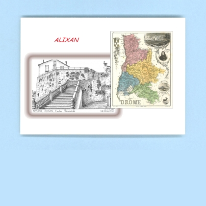 Cartes Postales impression Noir avec dpartement sur la ville de ALIXAN Titre : escalier monumental