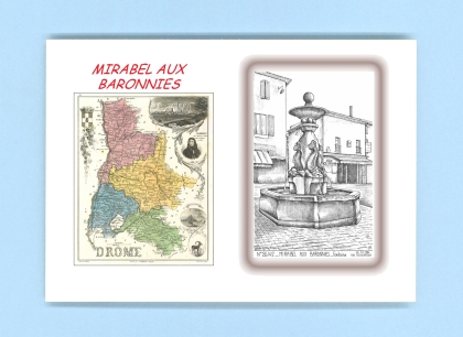 Cartes Postales impression Noir avec dpartement sur la ville de MIRABEL AUX BARONNIES Titre : fontaine