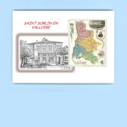 Cartes Postales impression Noir avec dpartement sur la ville de ST SORLIN EN VALLOIRE Titre : mairie