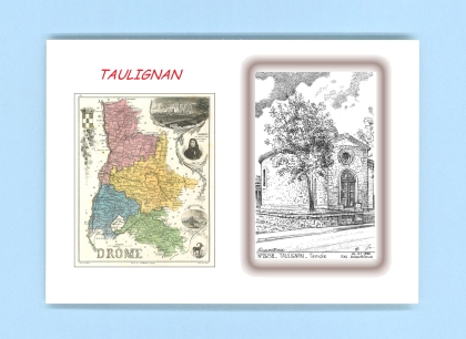 Cartes Postales impression Noir avec dpartement sur la ville de TAULIGNAN Titre : temple