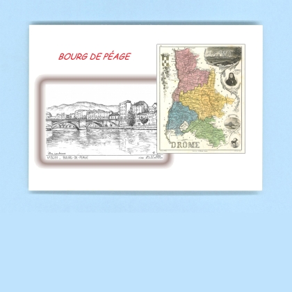 Cartes Postales impression Noir avec dpartement sur la ville de BOURG DE PEAGE Titre : vue