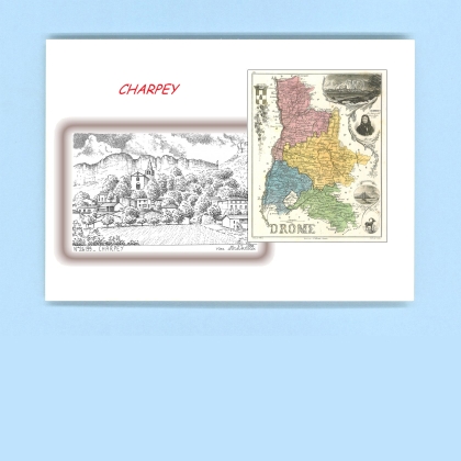 Cartes Postales impression Noir avec dpartement sur la ville de CHARPEY Titre : vue
