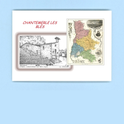 Cartes Postales impression Noir avec dpartement sur la ville de CHANTEMERLE LES BLES Titre : chapelle