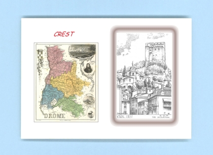 Cartes Postales impression Noir avec dpartement sur la ville de CREST Titre : vue