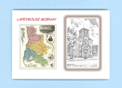Cartes Postales impression Noir avec dpartement sur la ville de LAPEYROUSE MORNAY Titre : eglise