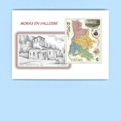 Cartes Postales impression Noir avec dpartement sur la ville de MORAS EN VALLOIRE Titre : eglise
