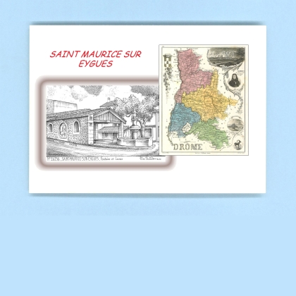 Cartes Postales impression Noir avec dpartement sur la ville de ST MAURICE SUR EYGUES Titre : fontaine et lavoir