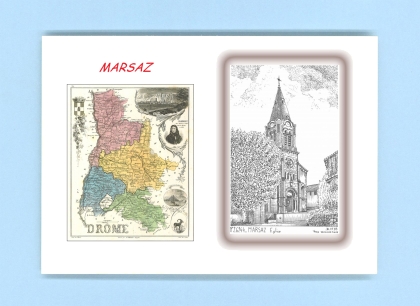 Cartes Postales impression Noir avec dpartement sur la ville de MARSAZ Titre : eglise