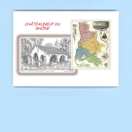 Cartes Postales impression Noir avec dpartement sur la ville de CHATEAUNEUF DU RHONE Titre : fontaine vieille
