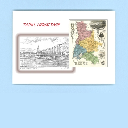 Cartes Postales impression Noir avec dpartement sur la ville de TAIN L HERMITAGE Titre : vue